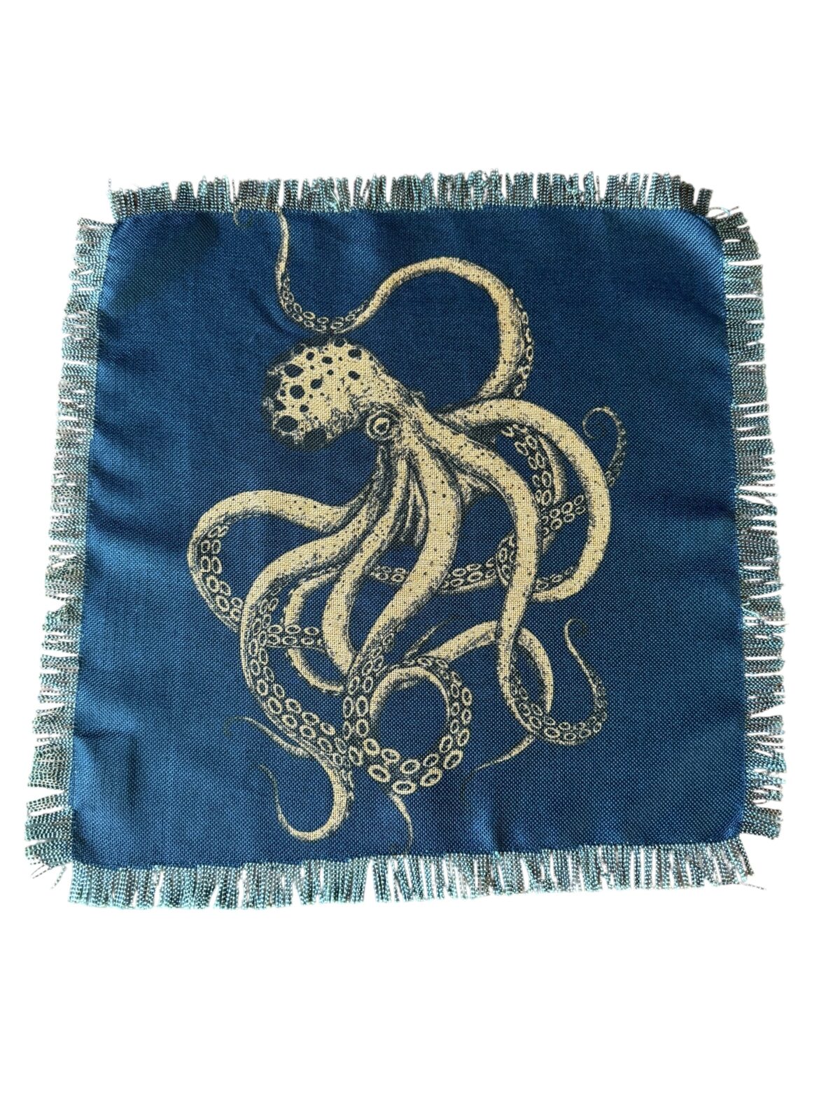 Set de 6 servilletas de tela, diseño pulpo azul