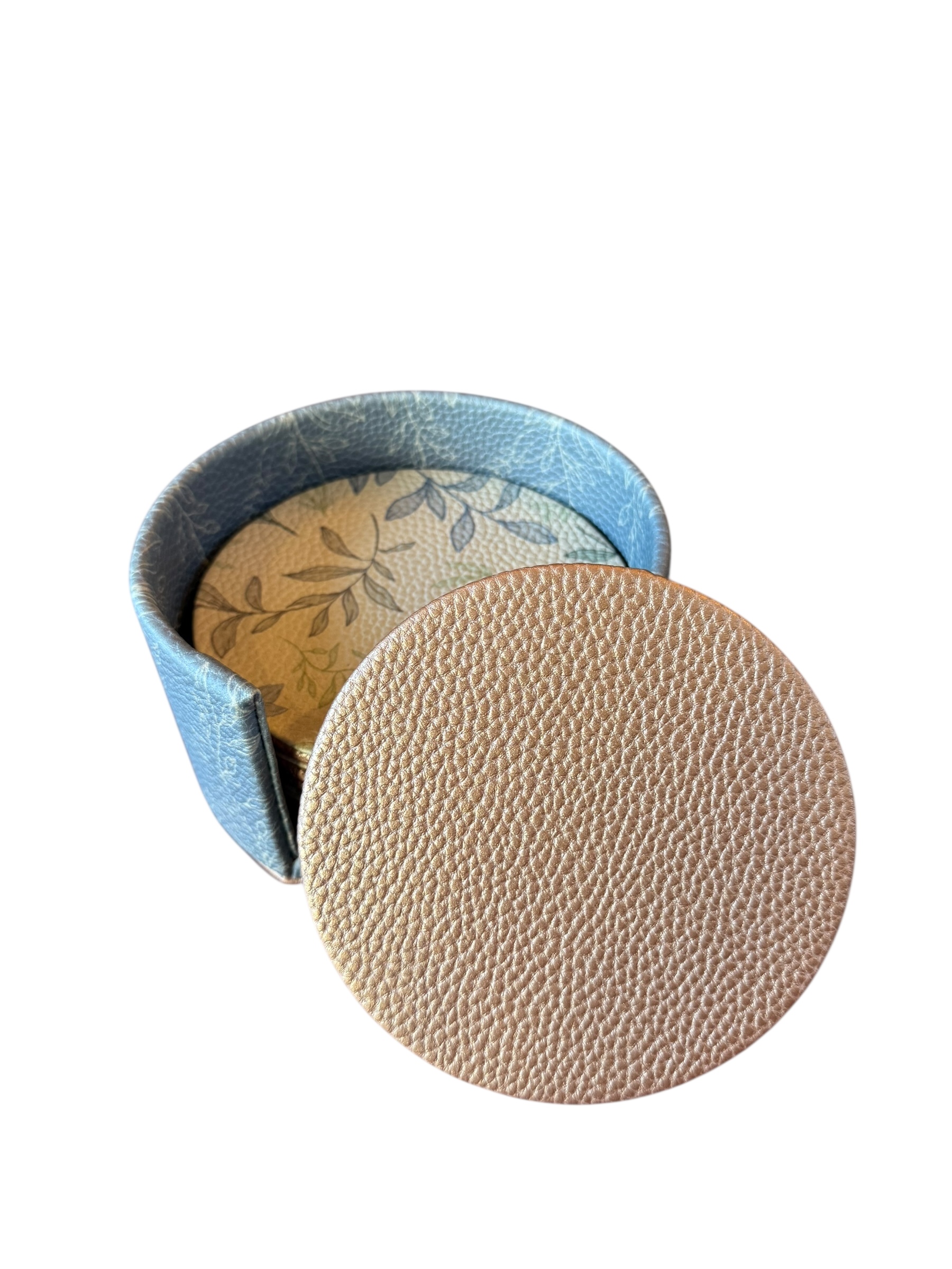 Cajita con 6 portavasos redondos con doble vista, diseño hierba fresca - Image 3