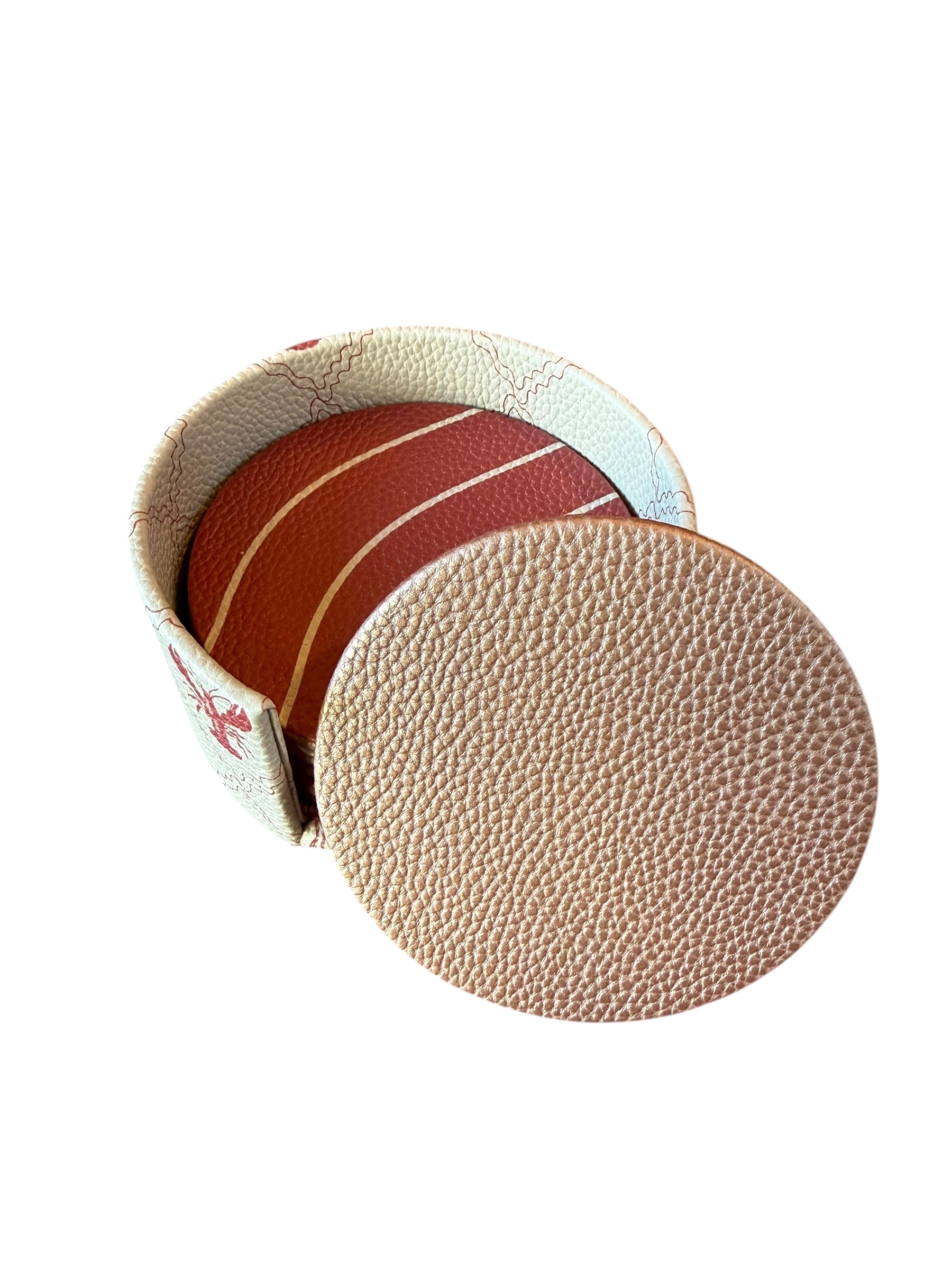 Cajita con 6 portavasos redondos con doble vista, diseño langosta - Image 3